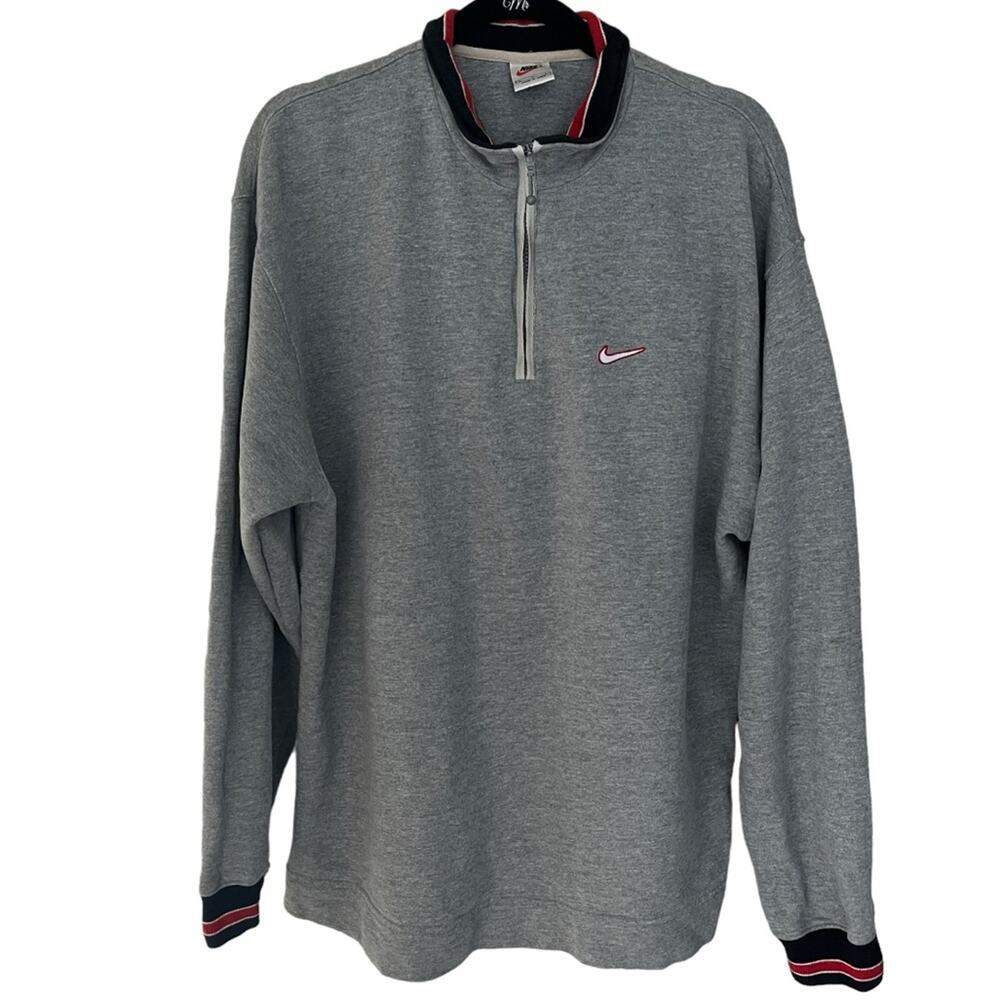 Nike vintage gray logo 3/4 zip sweatshirt size large